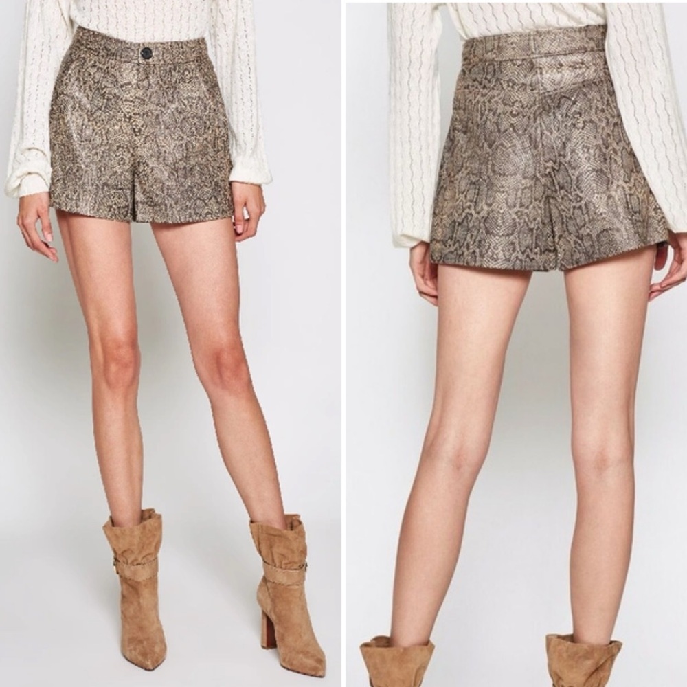 Joie Beige and Black Snake Print Shorts 8